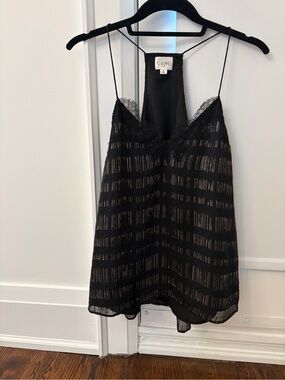 Cami NYC Black Silk Lace-Trim Slip Cami